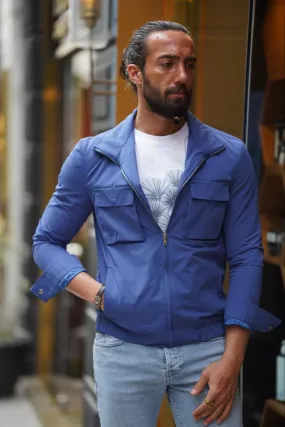 Evo Blue Slim Fit Bomber Coat