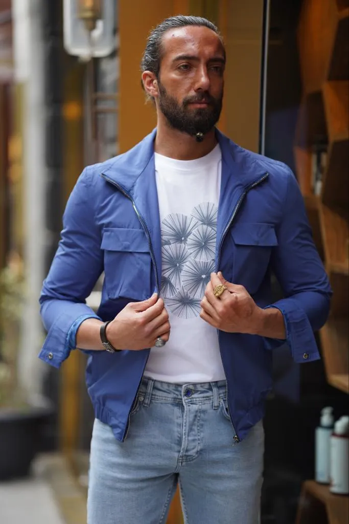 Evo Blue Slim Fit Bomber Coat