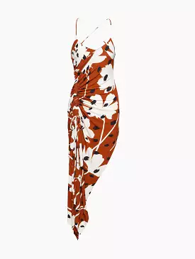 Floral Print Draped Slip Dress