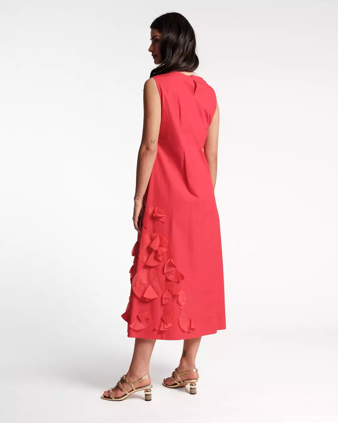 Frances Valentine Origami Flower Dress Red