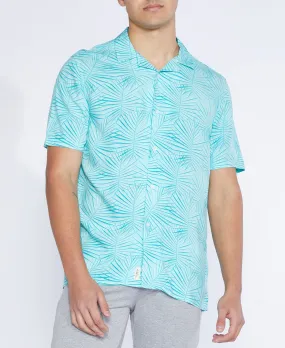 Frond Printed Resort Shirt (Turquoise)