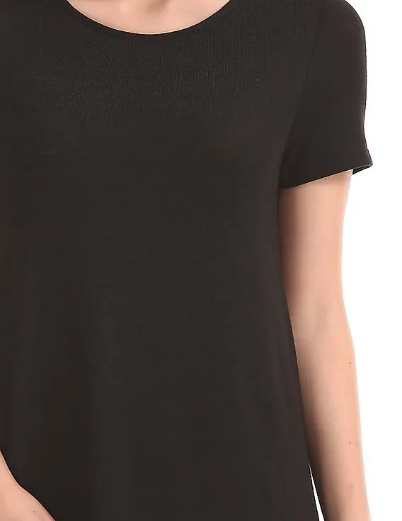 GAP Women Black Short Sleeve A-Line T-Shirt Dress