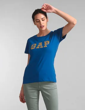 GAP Women Blue Logo Short Sleeve Tee