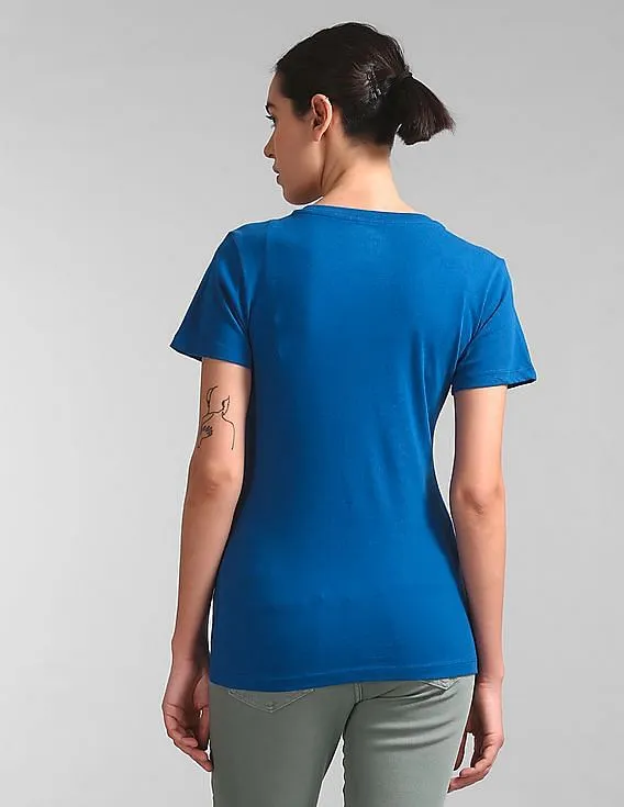 GAP Women Blue Logo Short Sleeve Tee