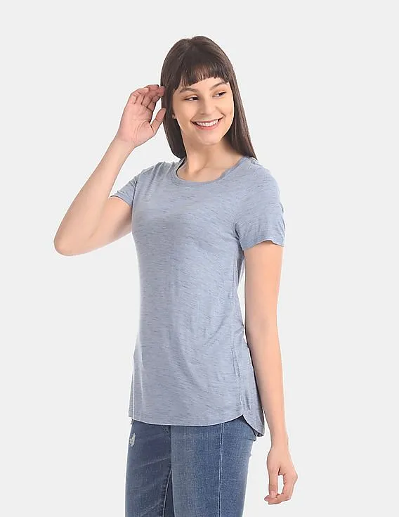 GAP Women Blue Short Sleeve Luxe T-Shirt