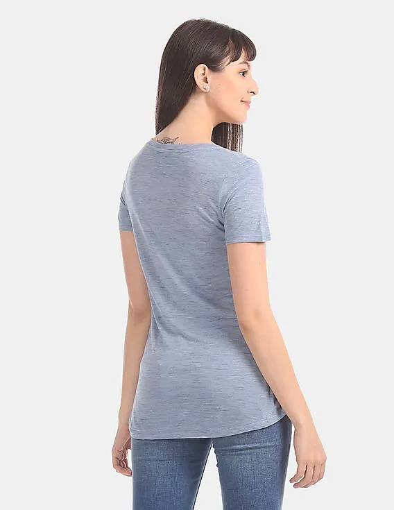 GAP Women Blue Short Sleeve Luxe T-Shirt