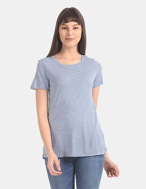 GAP Women Blue Short Sleeve Luxe T-Shirt