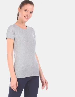 GAP Women Grey Short Sleeve Heathered T-Shirt