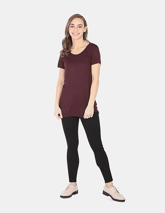 GAP Women Red Short Sleeve T-Shirt in Luxe Jersey