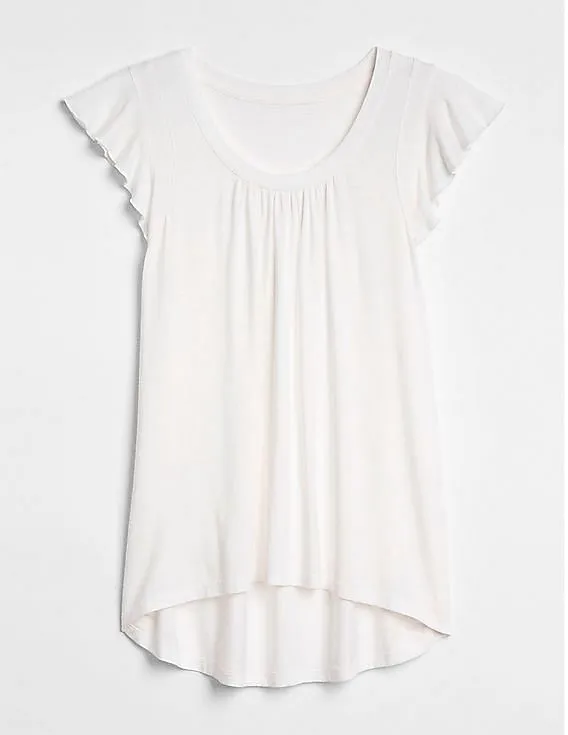 GAP Women White Short Flutter Sleeve Top