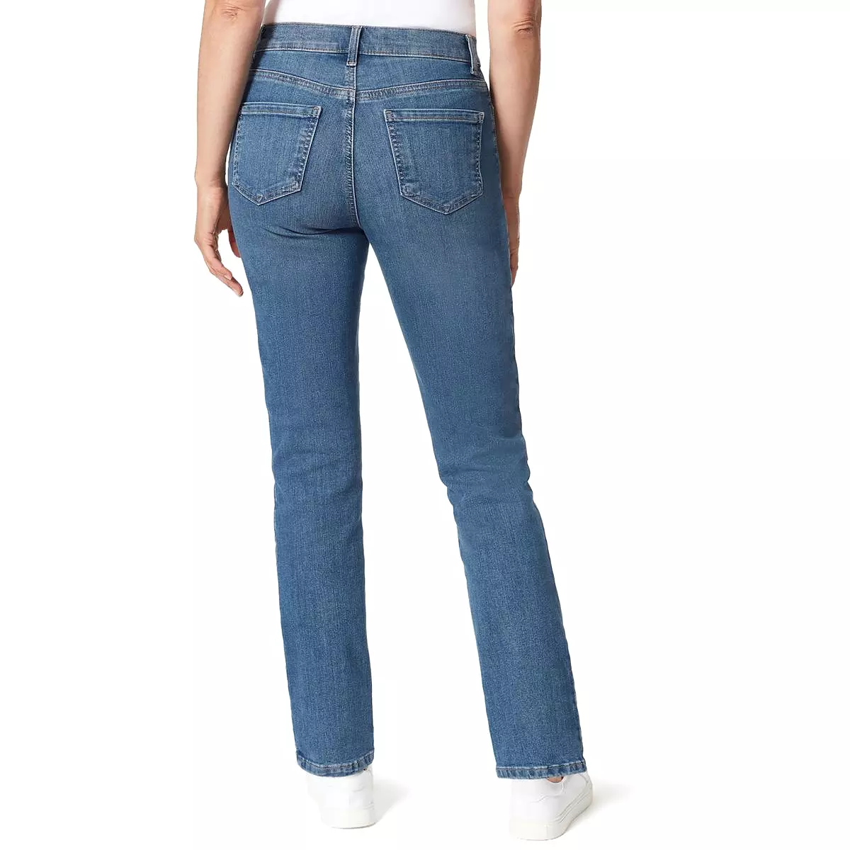 Gloria Vanderbilt Womens Petites High Rise Dark Wash Straight Leg Jeans