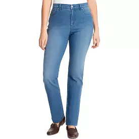 Gloria Vanderbilt Womens Petites High Rise Dark Wash Straight Leg Jeans