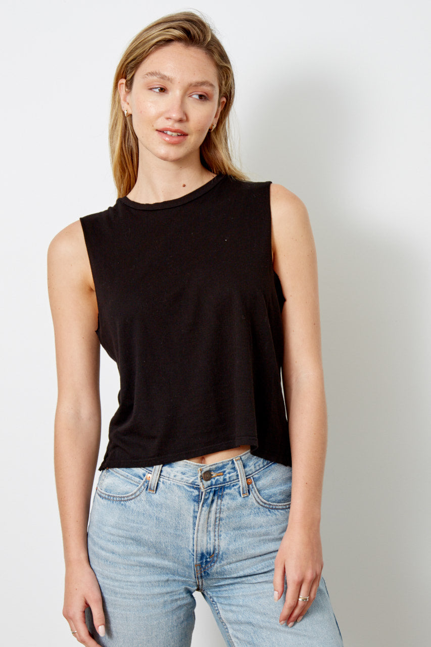 good hYOUman Women's Lili Crop Tee - BLACK