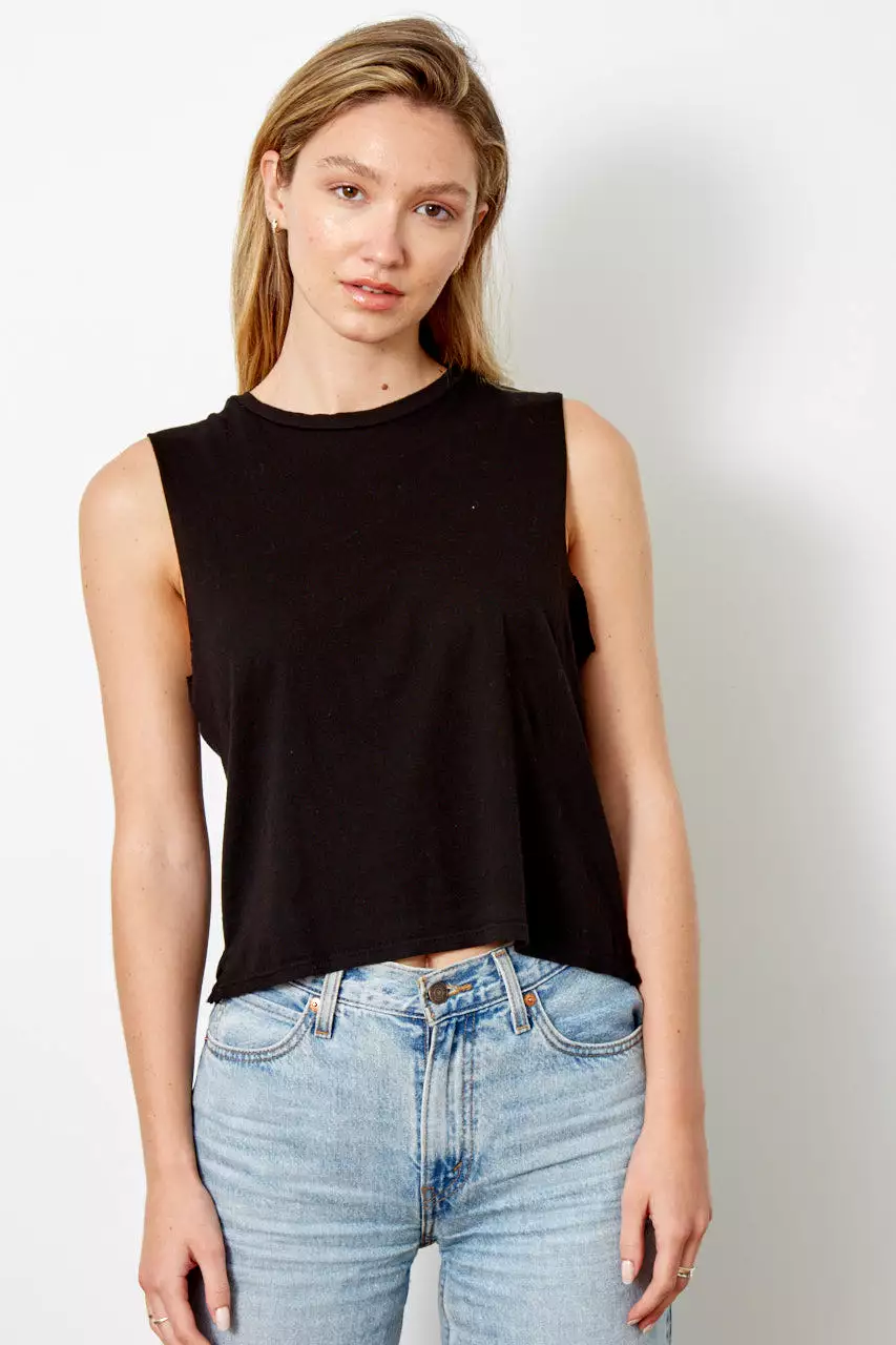 good hYOUman Women's Lili Crop Tee - BLACK