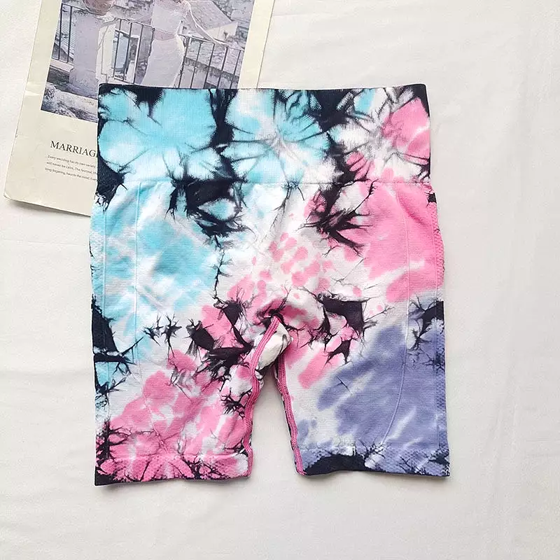 Hand-Painted Tie-Dye Yoga Shorts