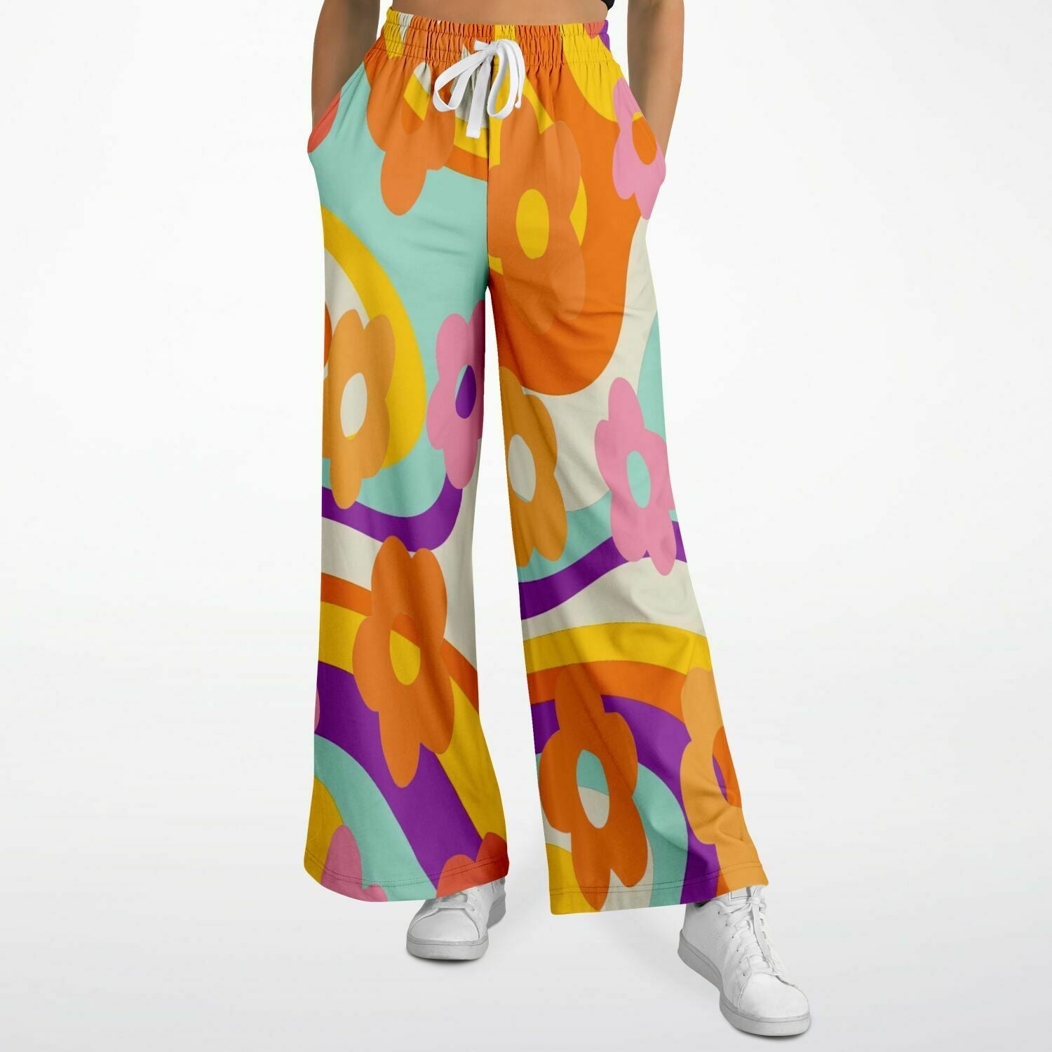 Happy Valley Retro Floral Eco-Poly Stretchy Phat Bellbottoms