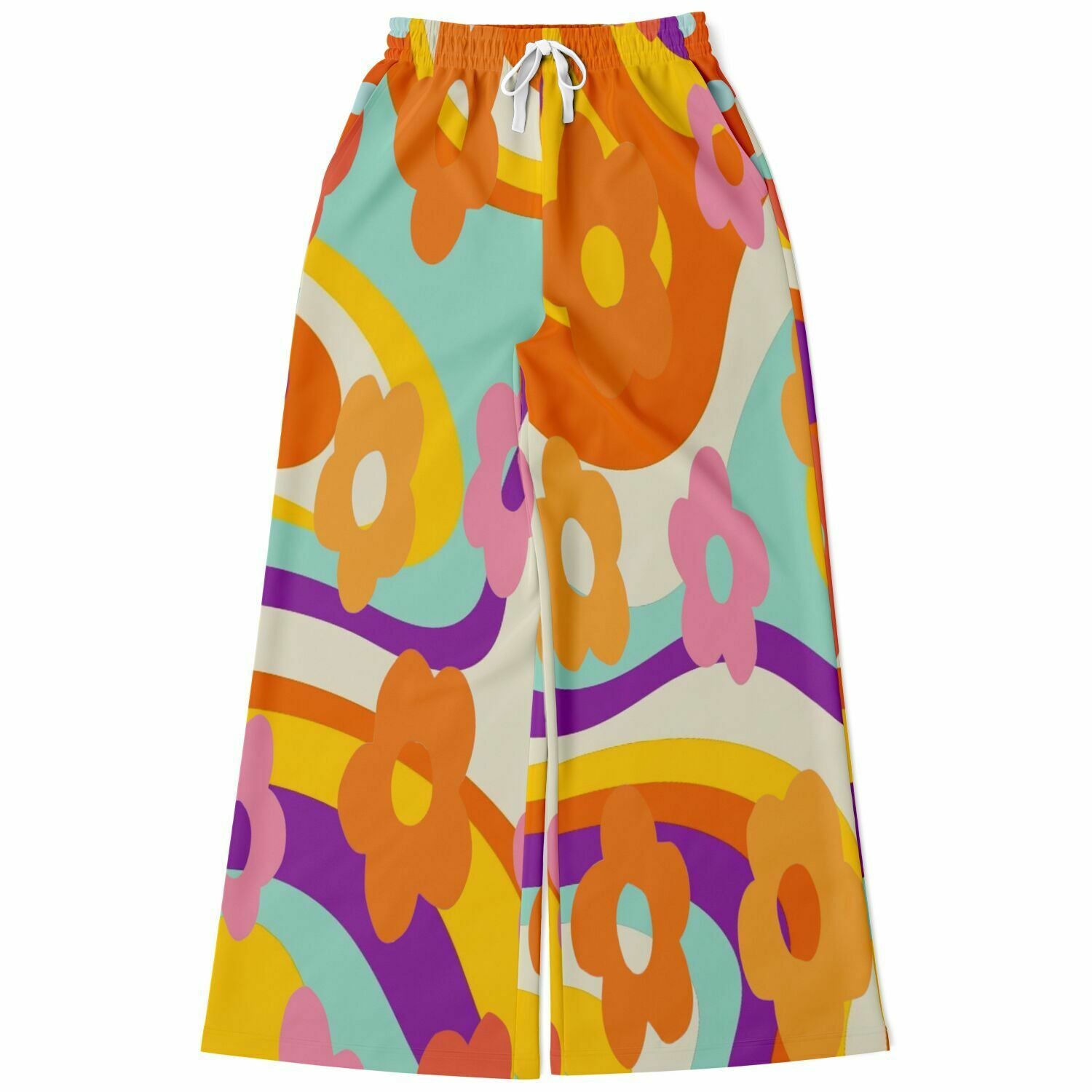 Happy Valley Retro Floral Eco-Poly Stretchy Phat Bellbottoms