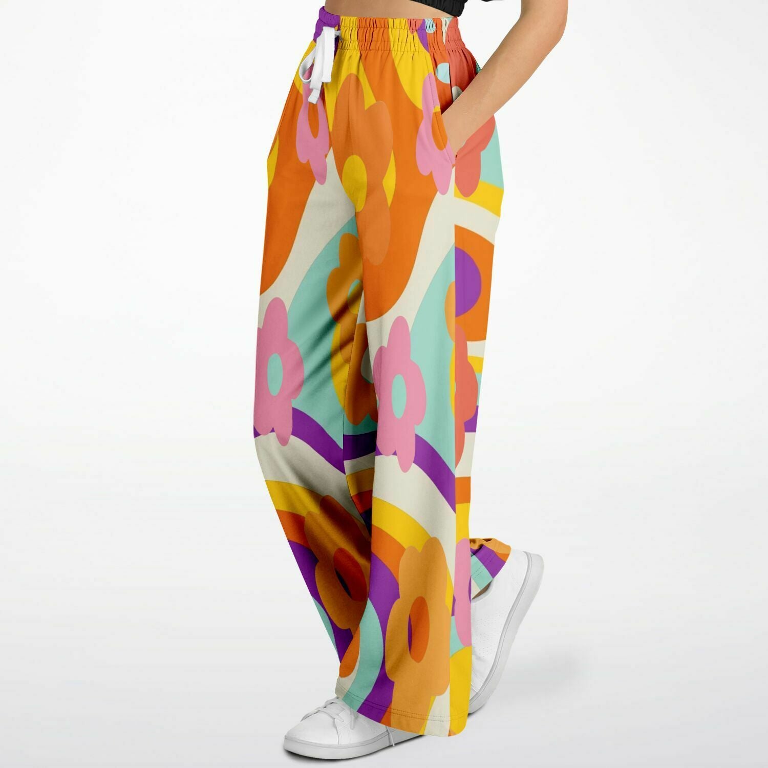 Happy Valley Retro Floral Eco-Poly Stretchy Phat Bellbottoms