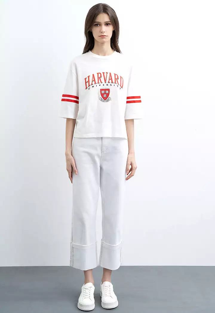 Harvard Printed Stripe Sleeve T-Shirt