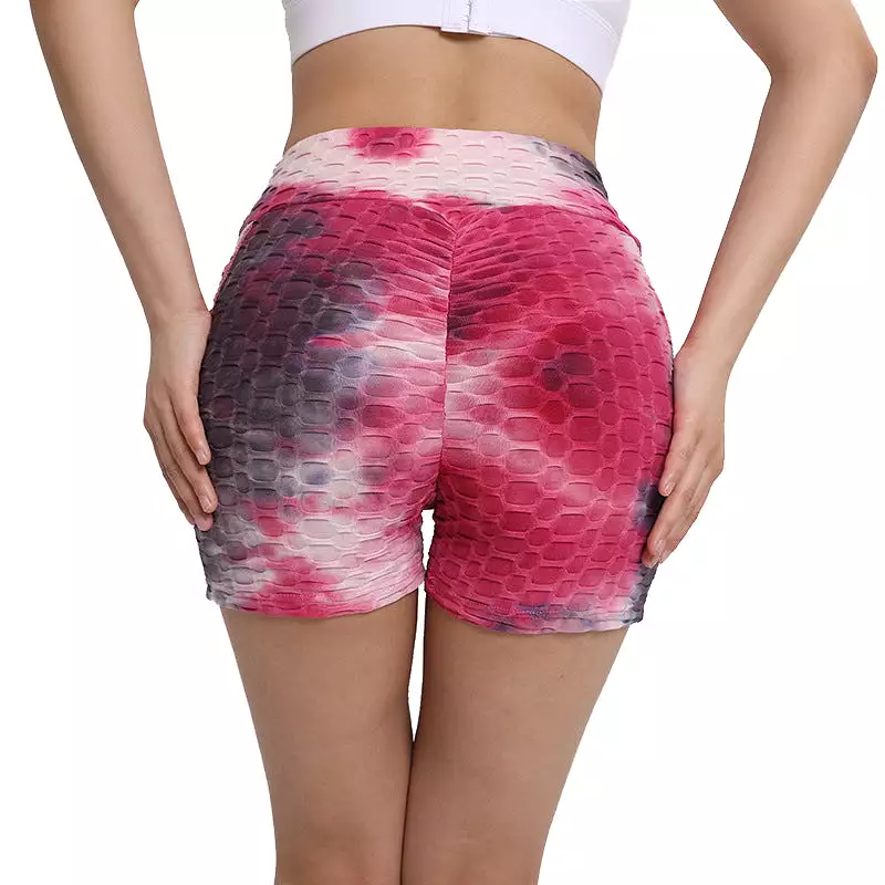 Haute Edition Women's Butt Lifting Tie Dye High Waist Bike Shorts with Phone Pcoket