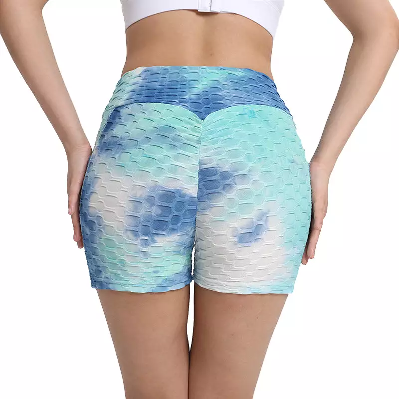 Haute Edition Women's Butt Lifting Tie Dye High Waist Bike Shorts with Phone Pcoket