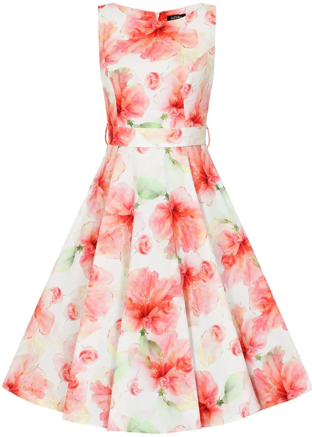 Hearts & Roses Ayla Floral 50's Swing Dress Red