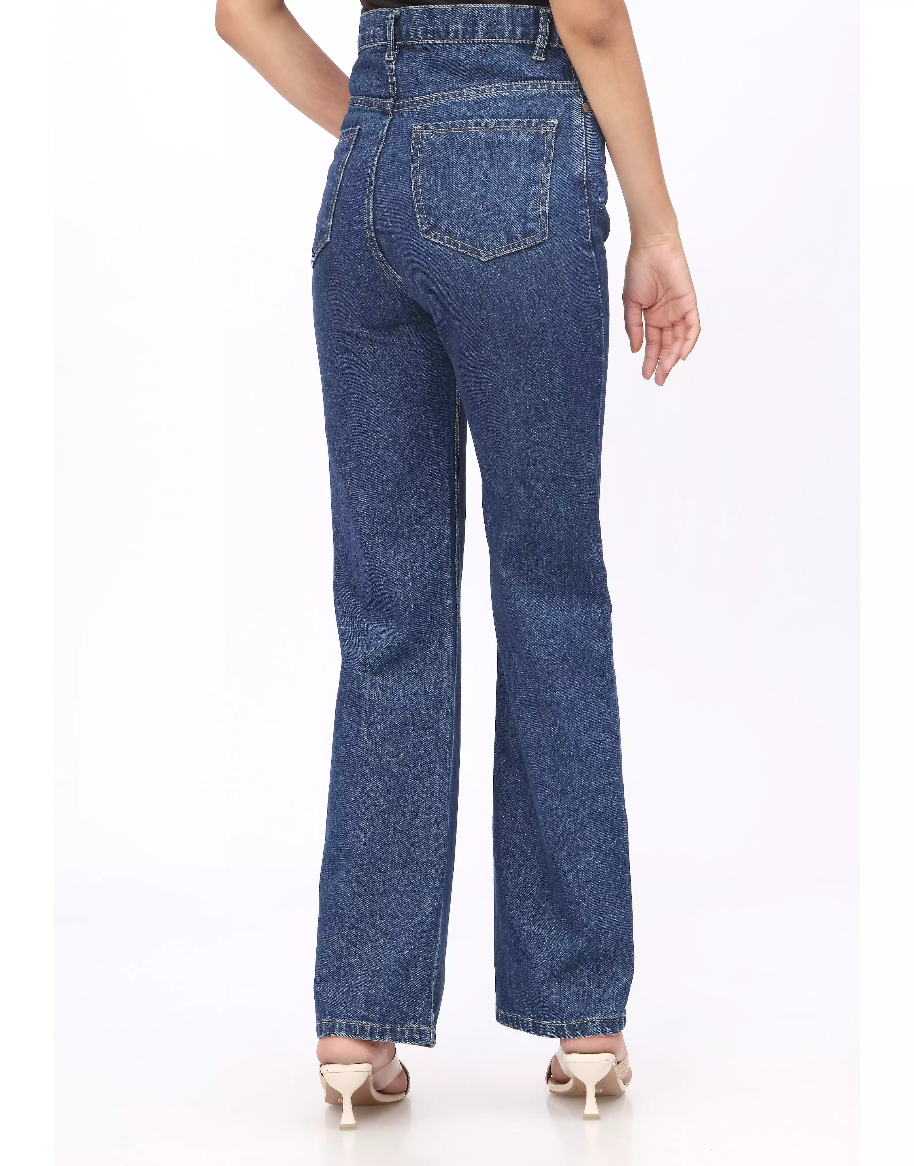 High Rise Straight Leg Jeans Dark Wash