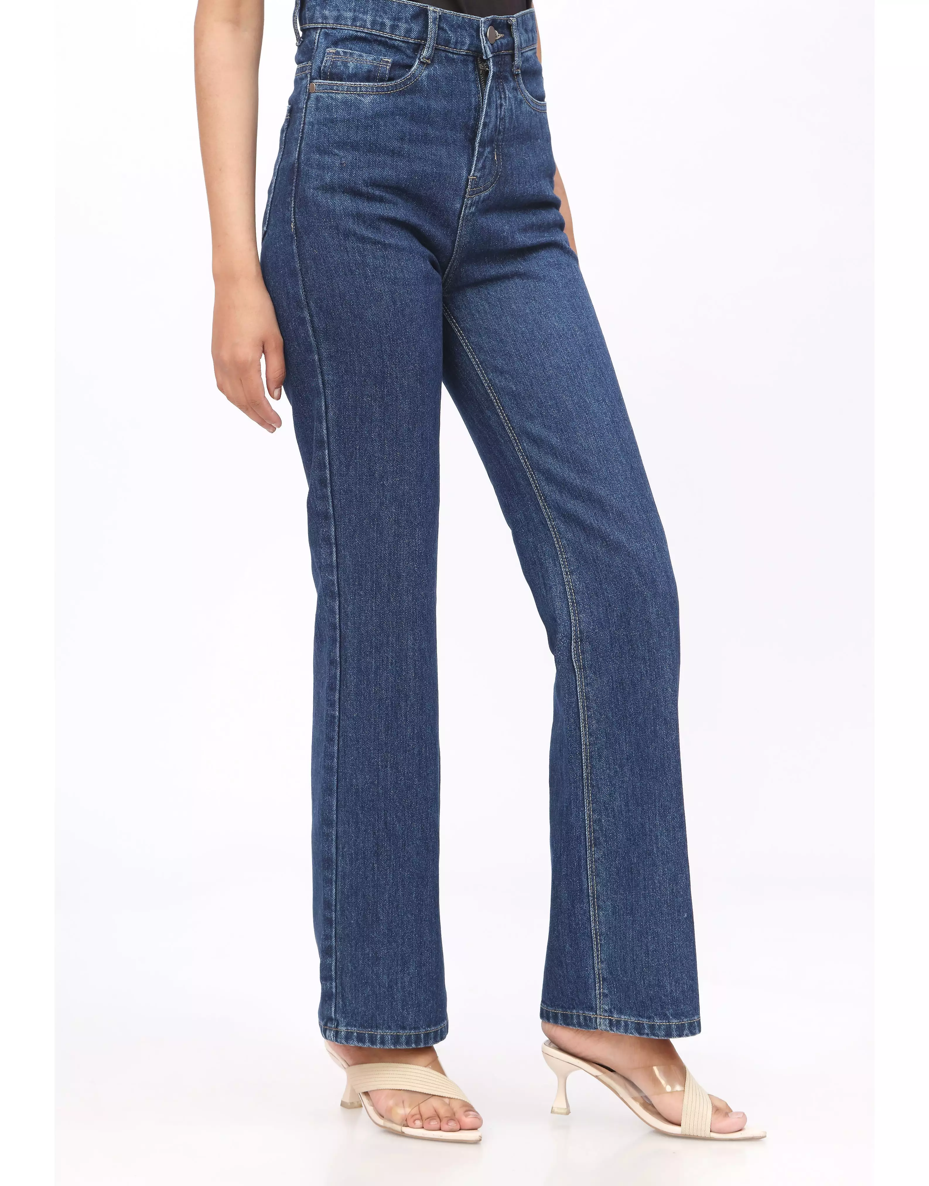 High Rise Straight Leg Jeans Dark Wash