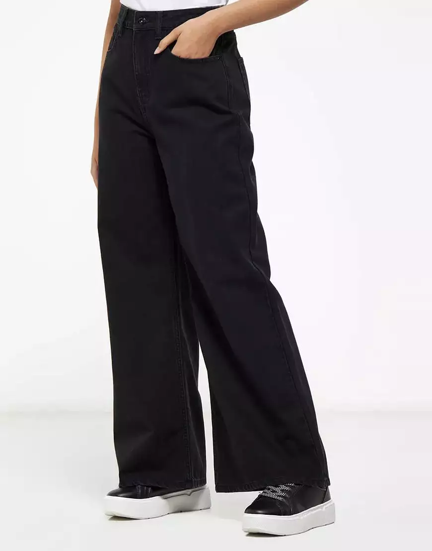 High Rise  Wide Leg Jeans Jet Black