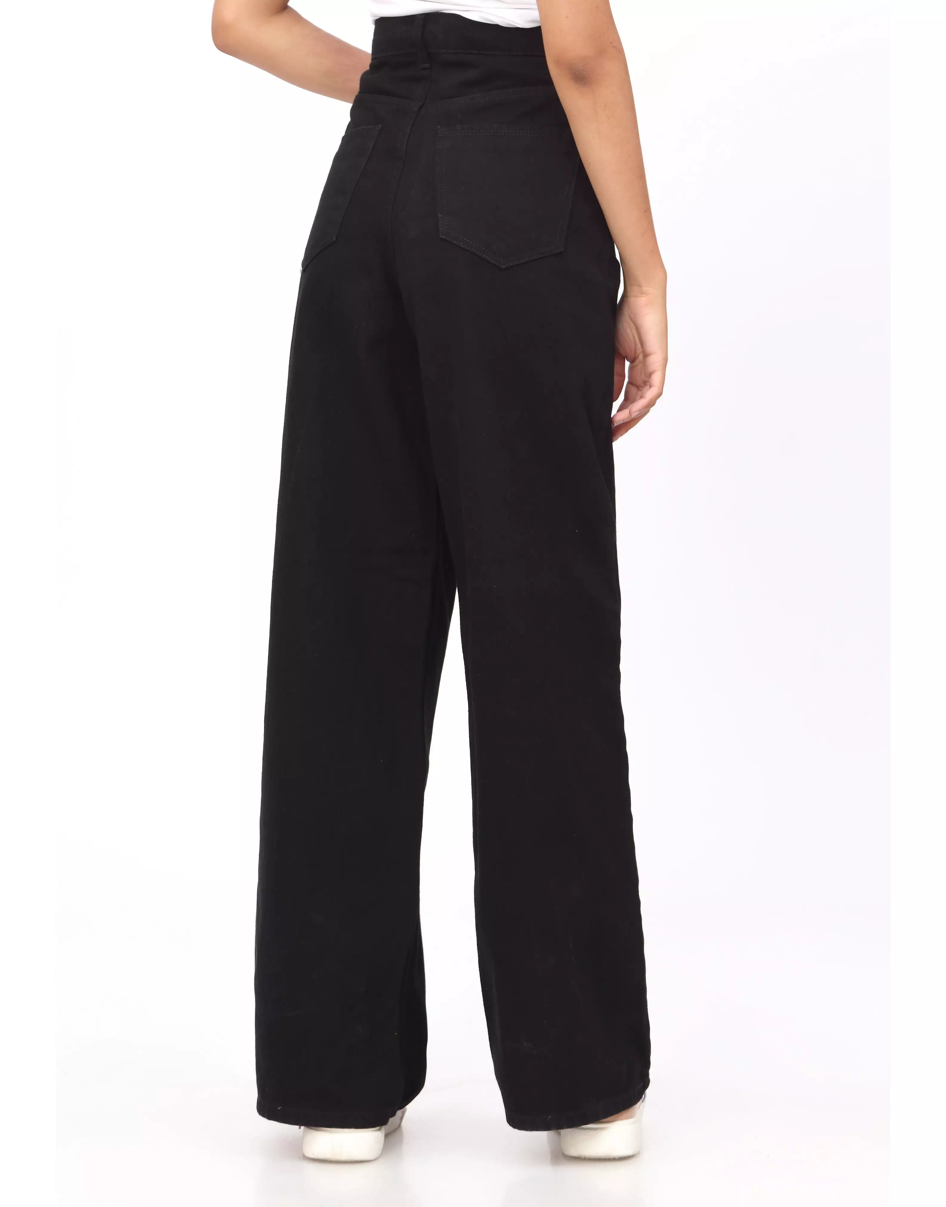 High Rise Wide Leg Jeans Jet Black