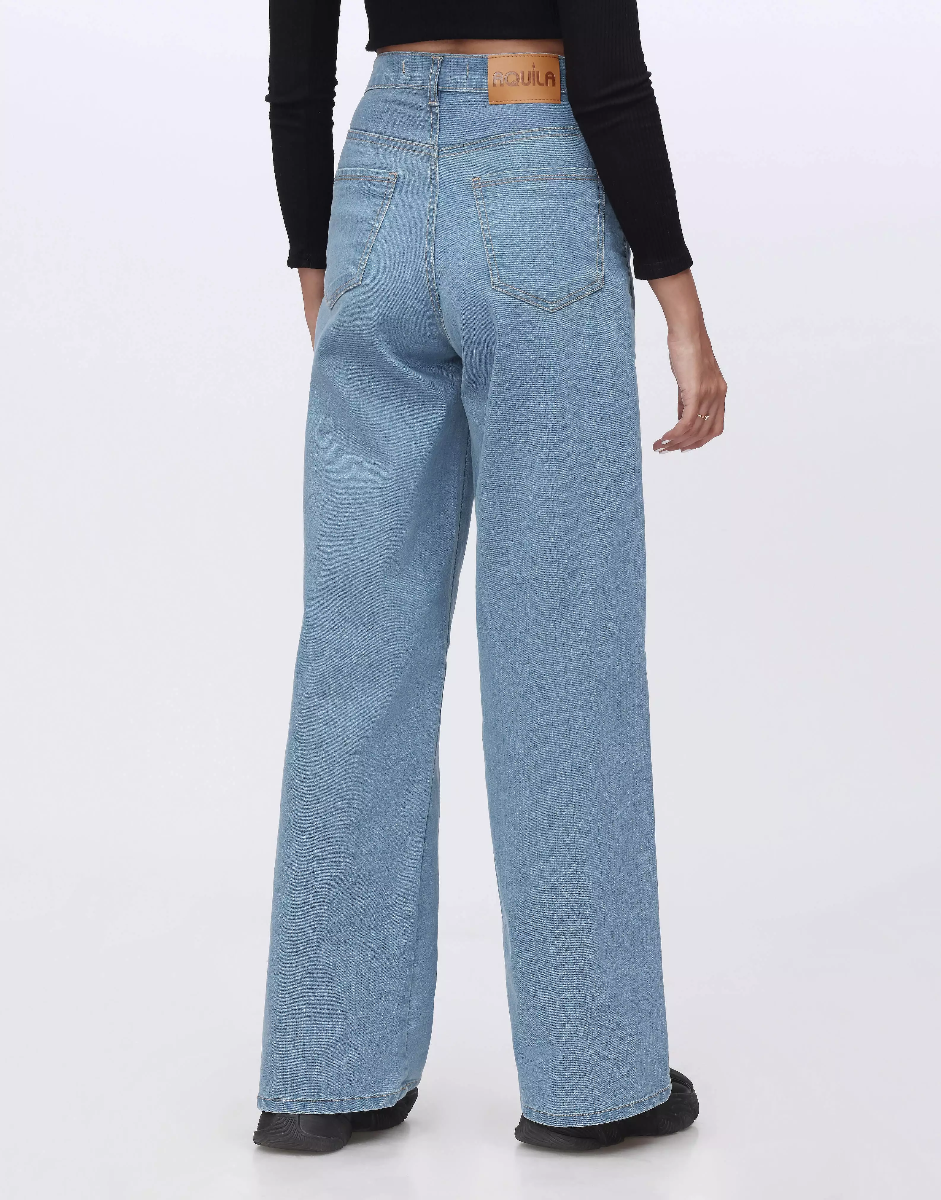 High Rise Wide Leg Jeans Medium Wash