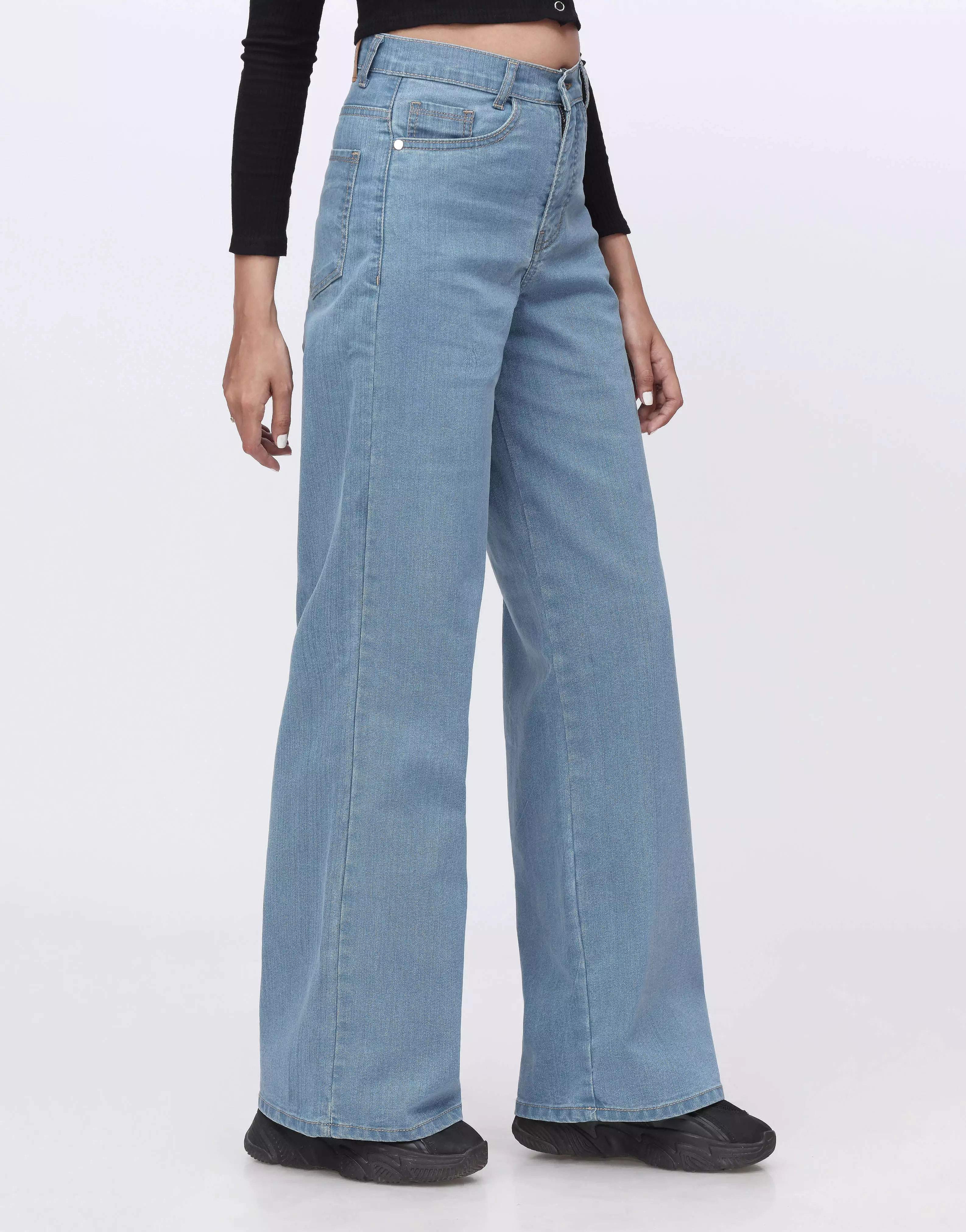 High Rise Wide Leg Jeans Medium Wash