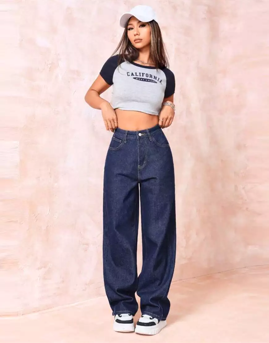 High Rise Wide Leg Jeans Royal Blue