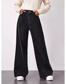 High Rise Wide Leg Jeans Vintage Black