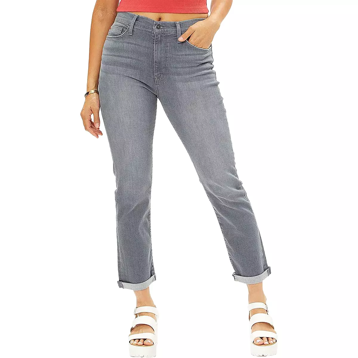 Hudson Womens Blair High-Rise Cropped Straight Leg Jeans