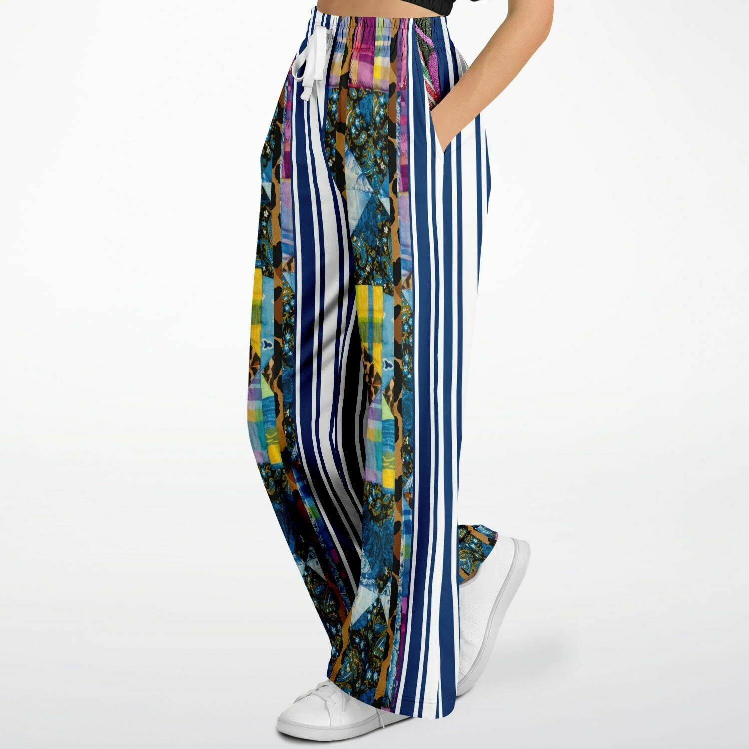 Juxtapose Striped Patchwork Eco-Poly Stretchy Phat Bellbottoms