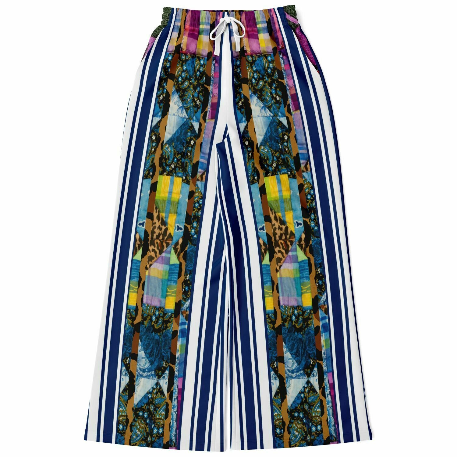 Juxtapose Striped Patchwork Eco-Poly Stretchy Phat Bellbottoms