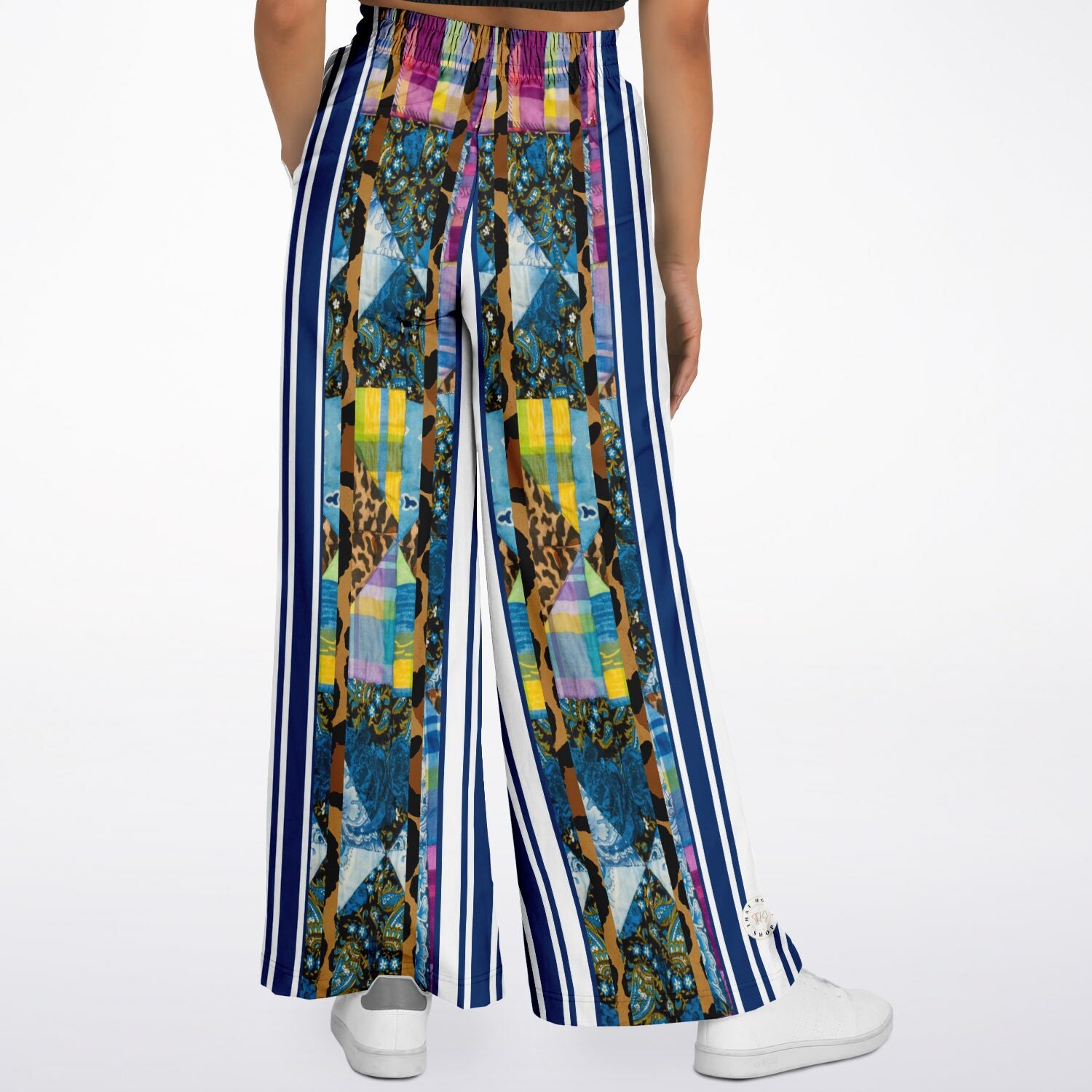 Juxtapose Striped Patchwork Eco-Poly Stretchy Phat Bellbottoms