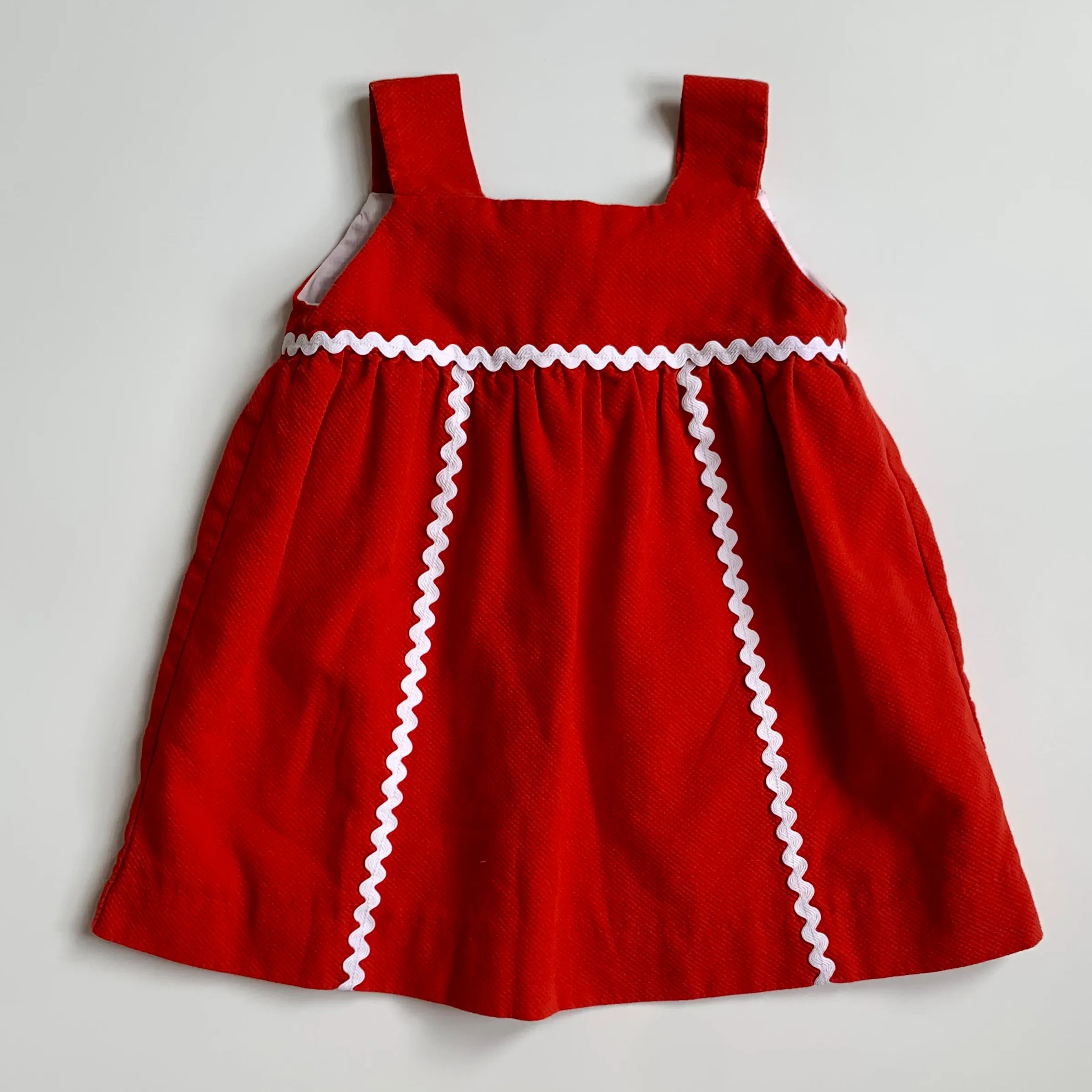 La Coqueta Red Dress With White Rick-Rack trim: 2 Years