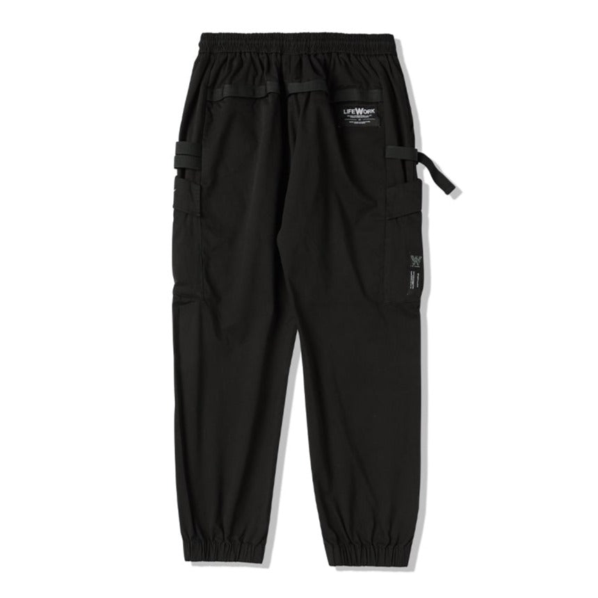 LifeWork Double Tape Cargo Cuffed Jogger Pants Black