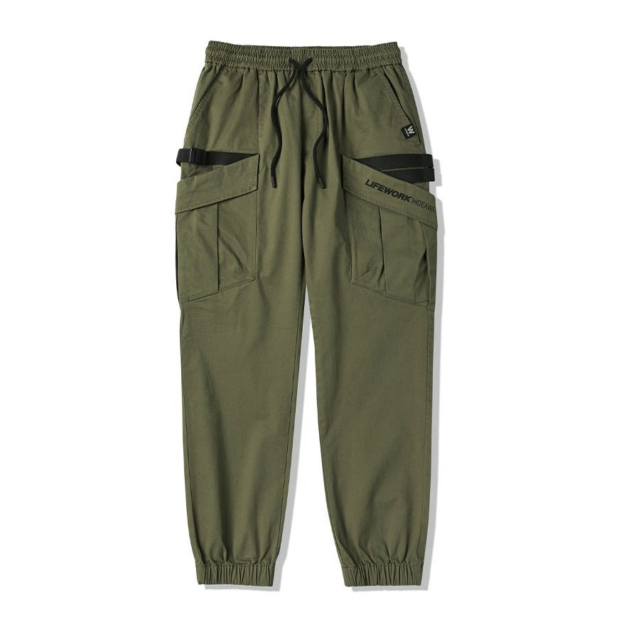 LifeWork Double Tape Cargo Cuffed Jogger Pants Khaki