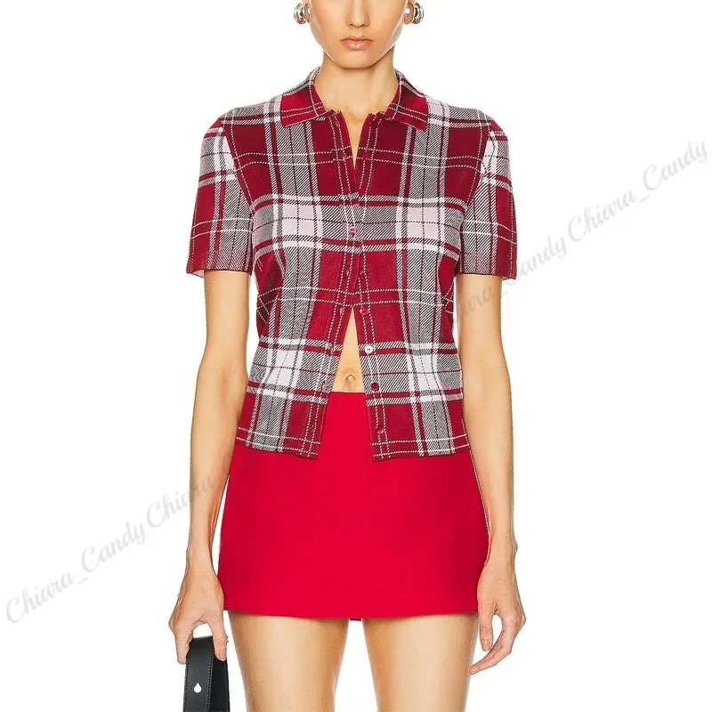 LOEWE  |Tartan Casual Style Silk Short Sleeves Party Style