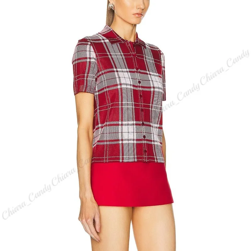 LOEWE  |Tartan Casual Style Silk Short Sleeves Party Style