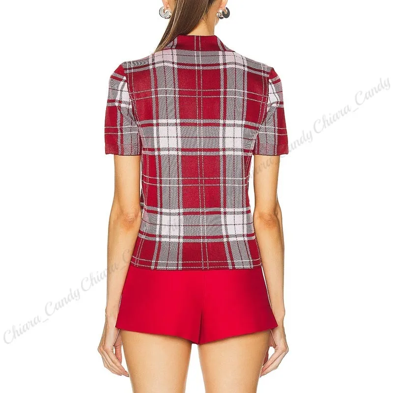 LOEWE  |Tartan Casual Style Silk Short Sleeves Party Style