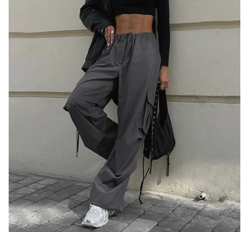 Low Waist Plain Harem Cargo Pants LD73