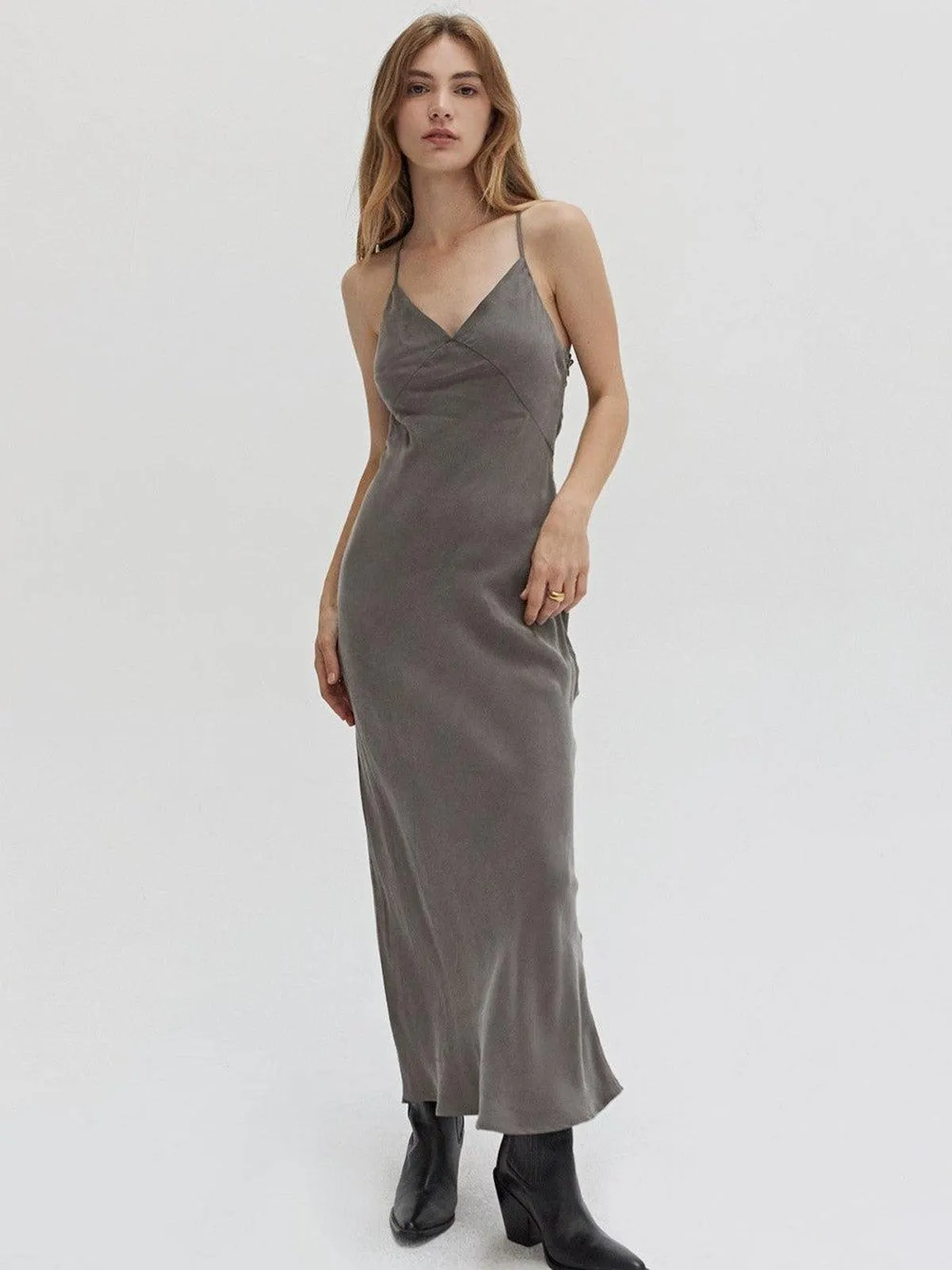 Maxi Slip Dress - Charcoal