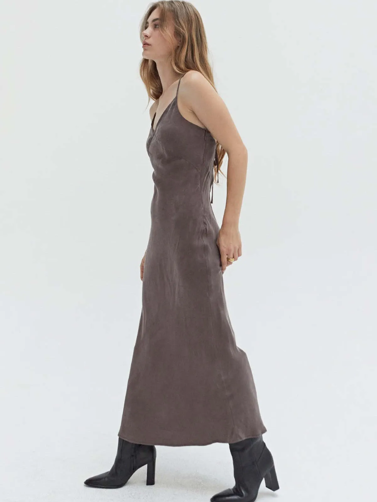 Maxi Slip Dress - Charcoal