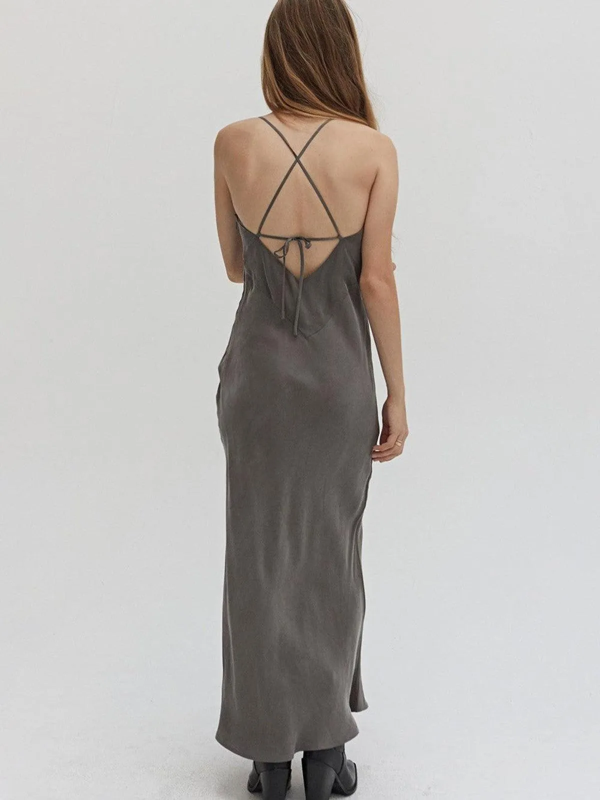 Maxi Slip Dress - Charcoal