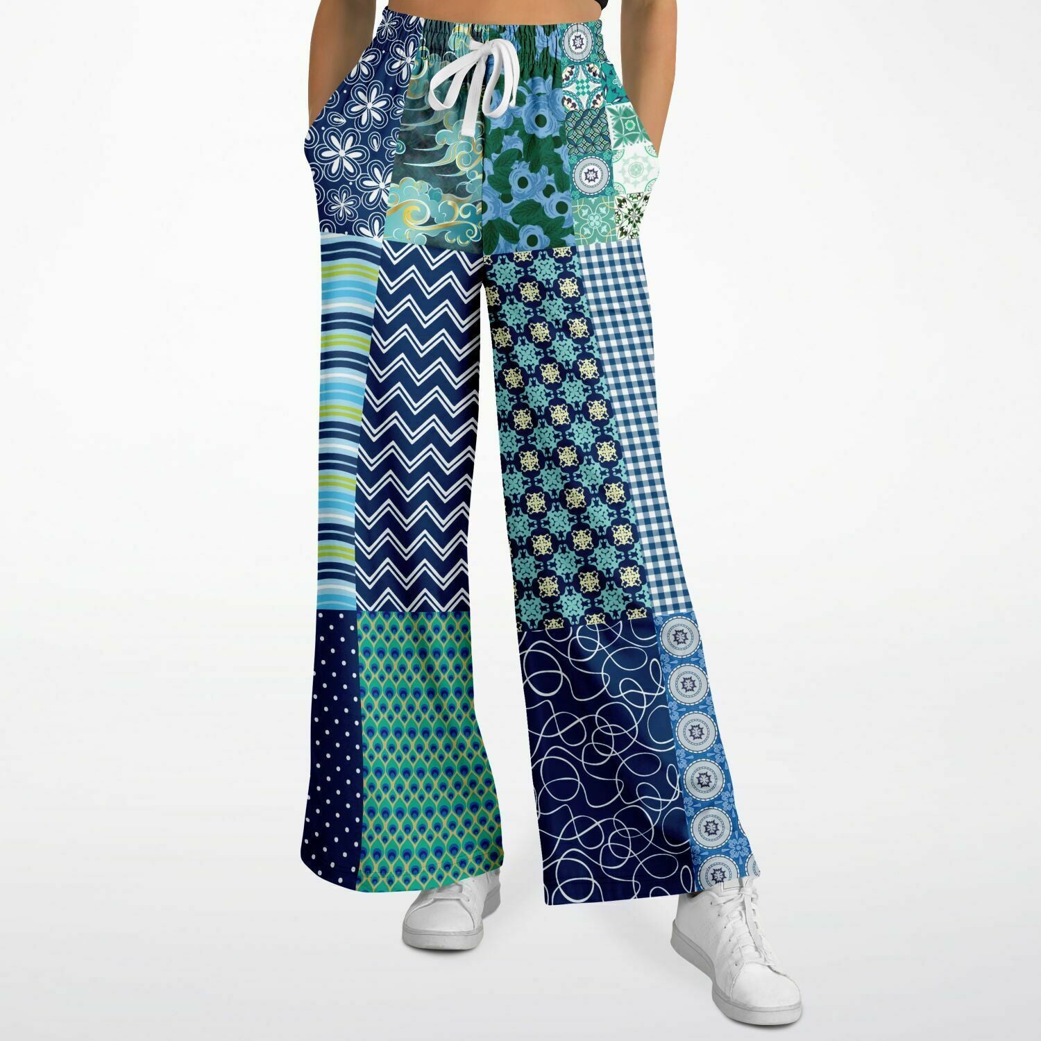 Mykonos Floral Patchwork Eco-Poly Stretchy Phat Bellbottoms