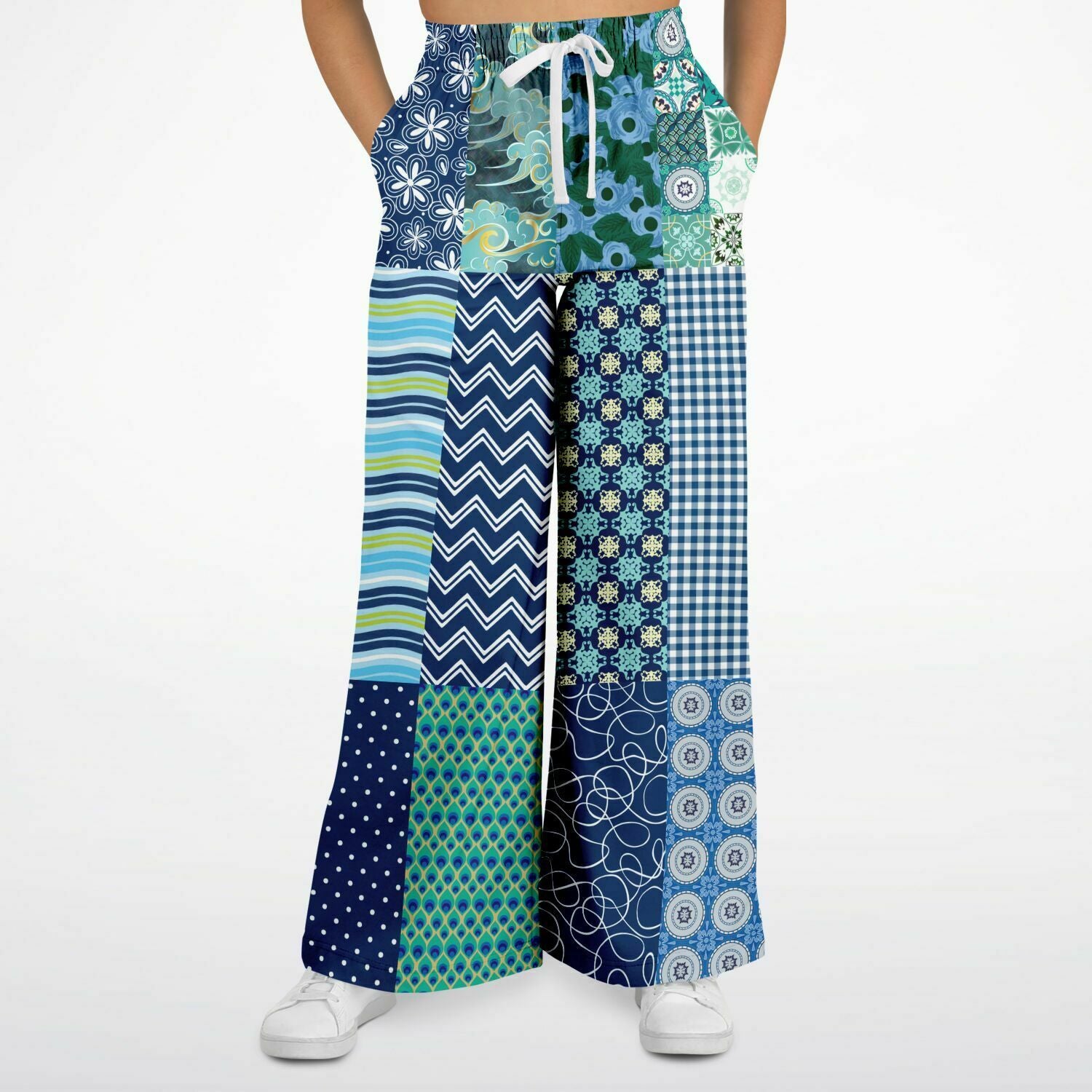 Mykonos Floral Patchwork Eco-Poly Stretchy Phat Bellbottoms